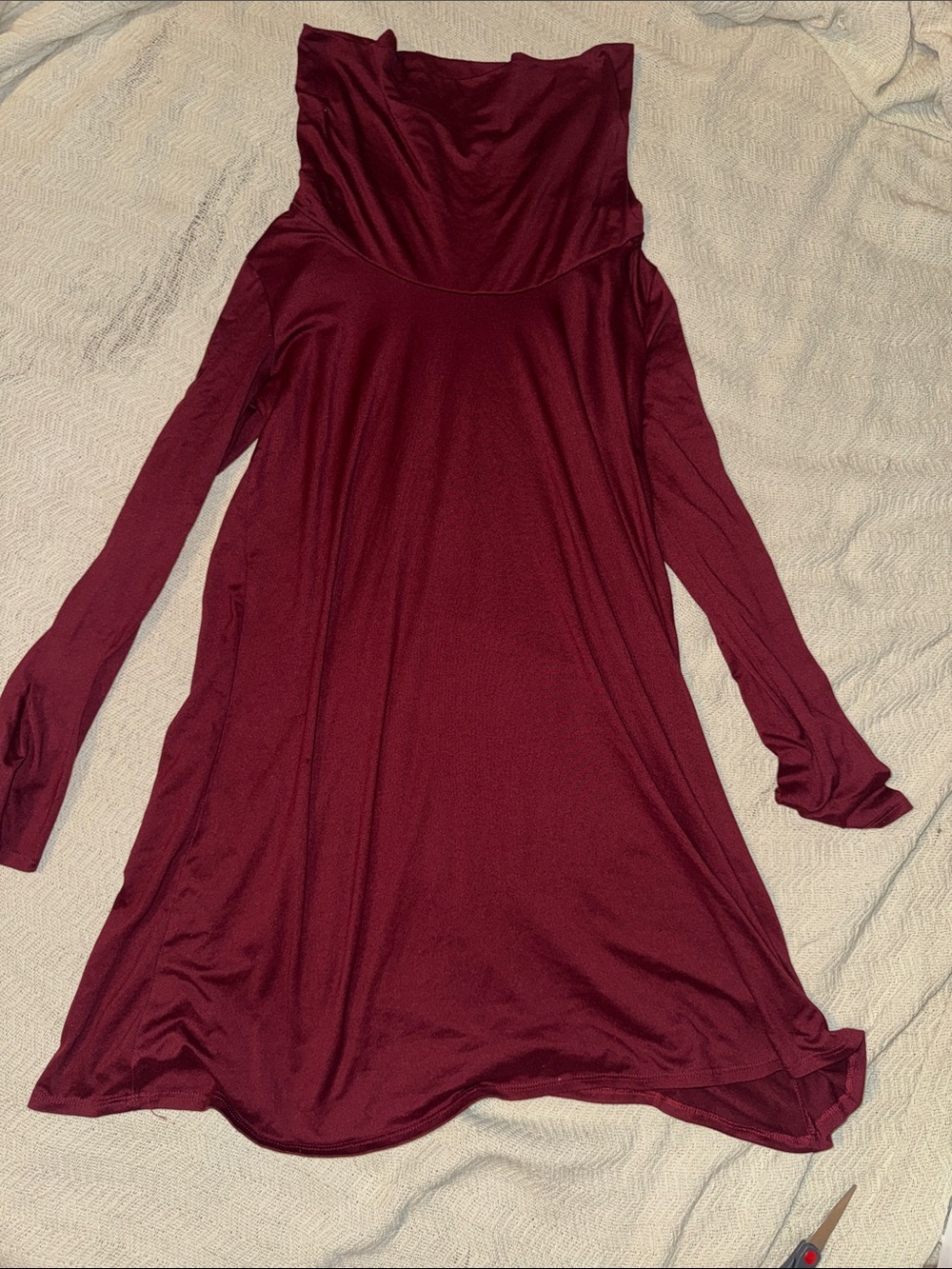 Long Sleeve Burgundy A-Line Dress